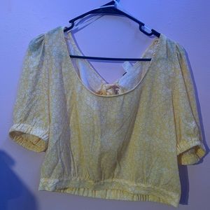 Divided by H&M Floral Yellow Top with Tie